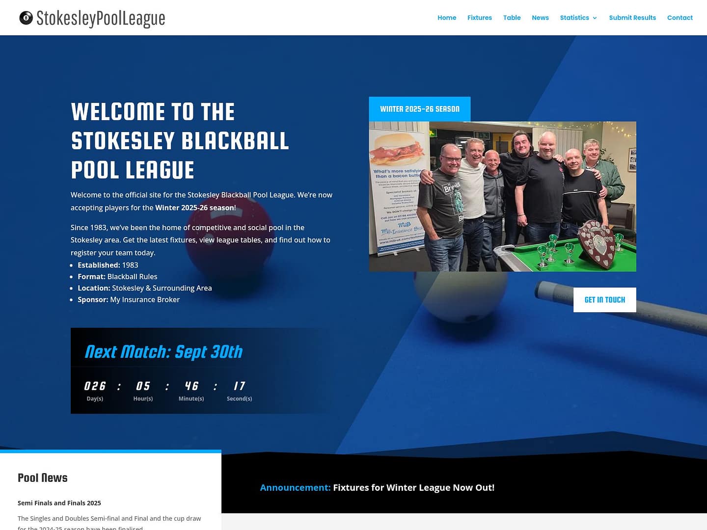 Stokesley Pool League Launches New Website Ahead of 2025-26 Season! New Wewbsite